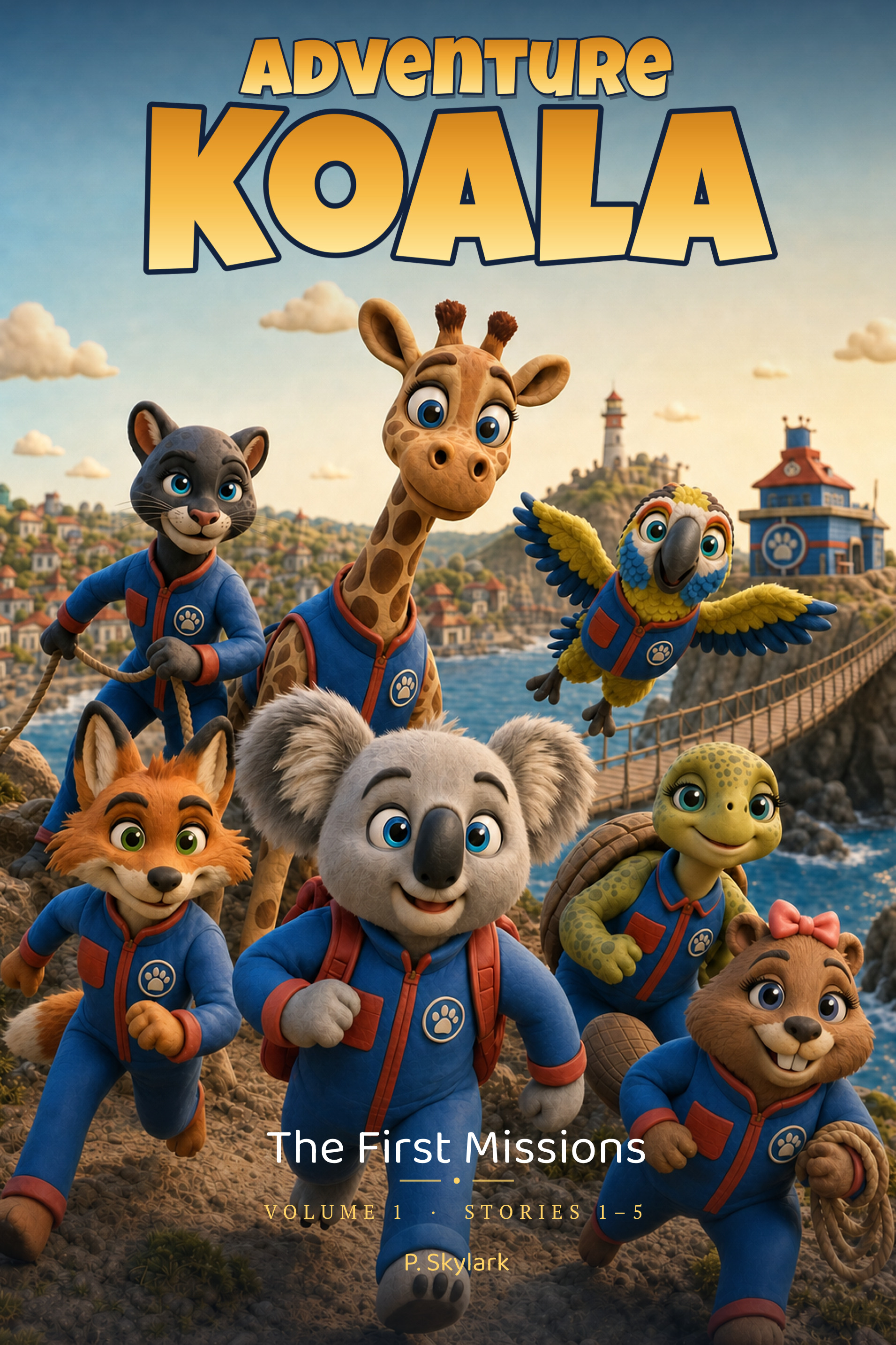 Adventure Koala: The First Missions (Volume 1) book cover — the Super Animal Rescue Team racing to the rescue