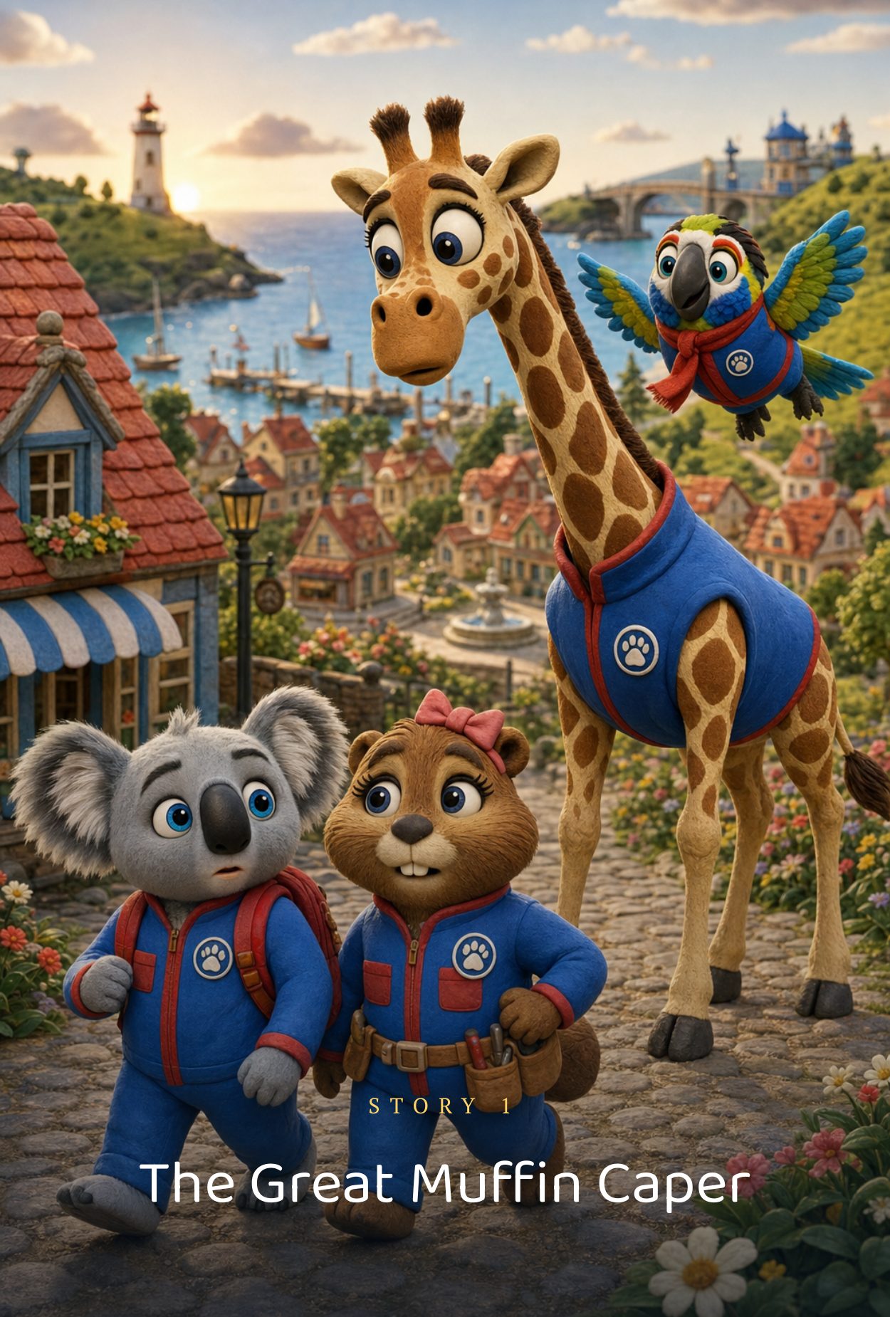 Story opener: The Great Muffin Caper title plate with Adventure Koala artwork